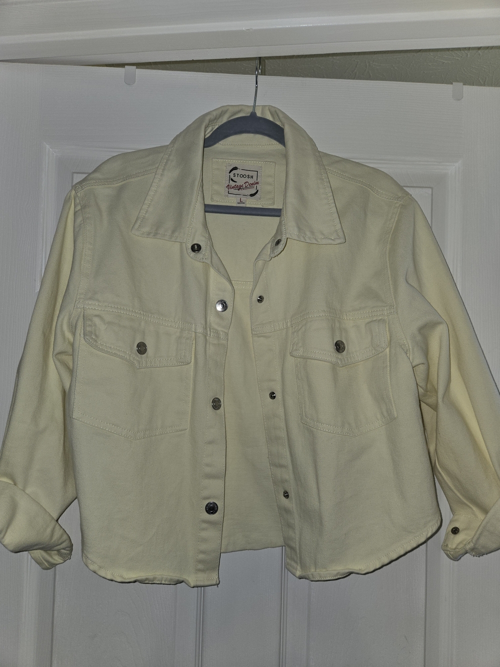 Stoosh Soft Cream Cropped Jean Jacket